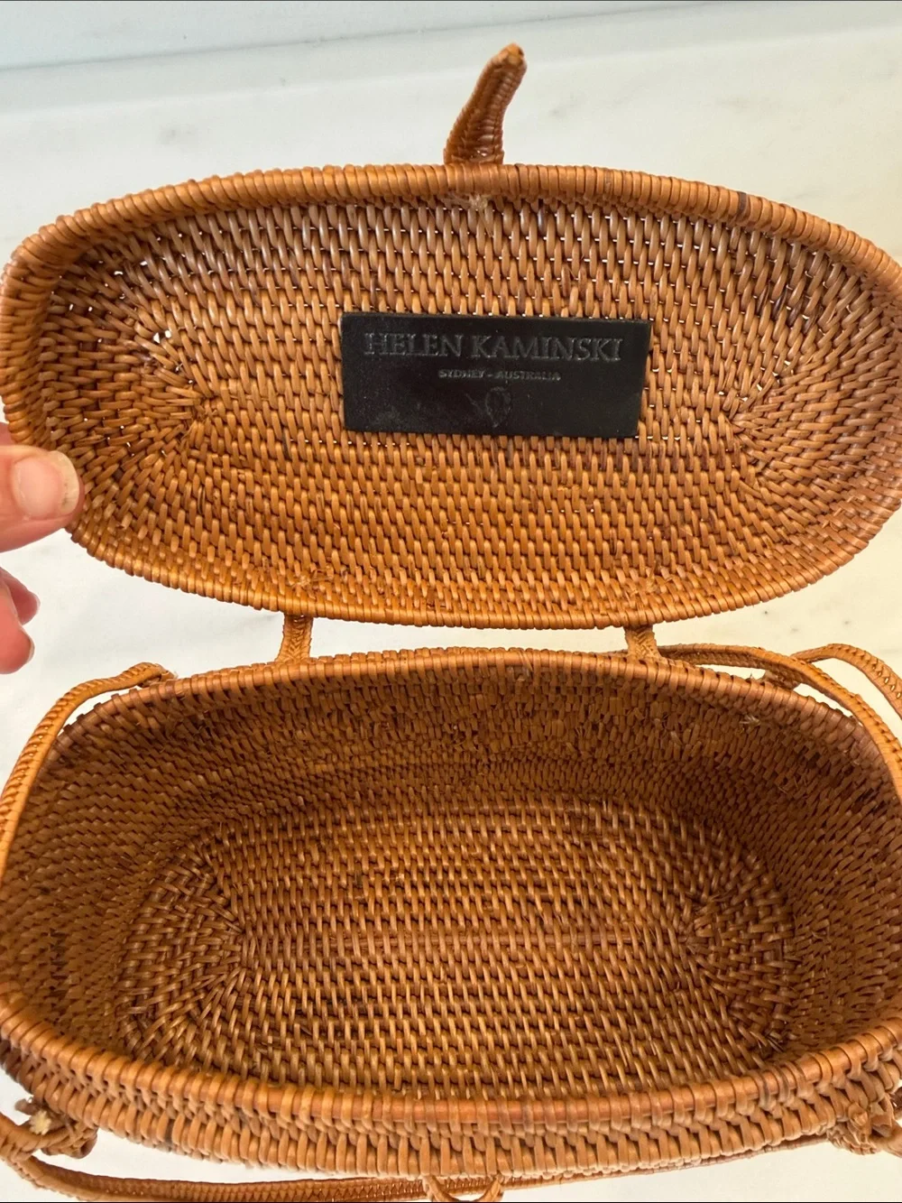 Helen Kaminski Tan Woven Oval Crossbody